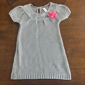 Girls 3T Cherokee Gray Knit Sparkle Dress with Pink Accent